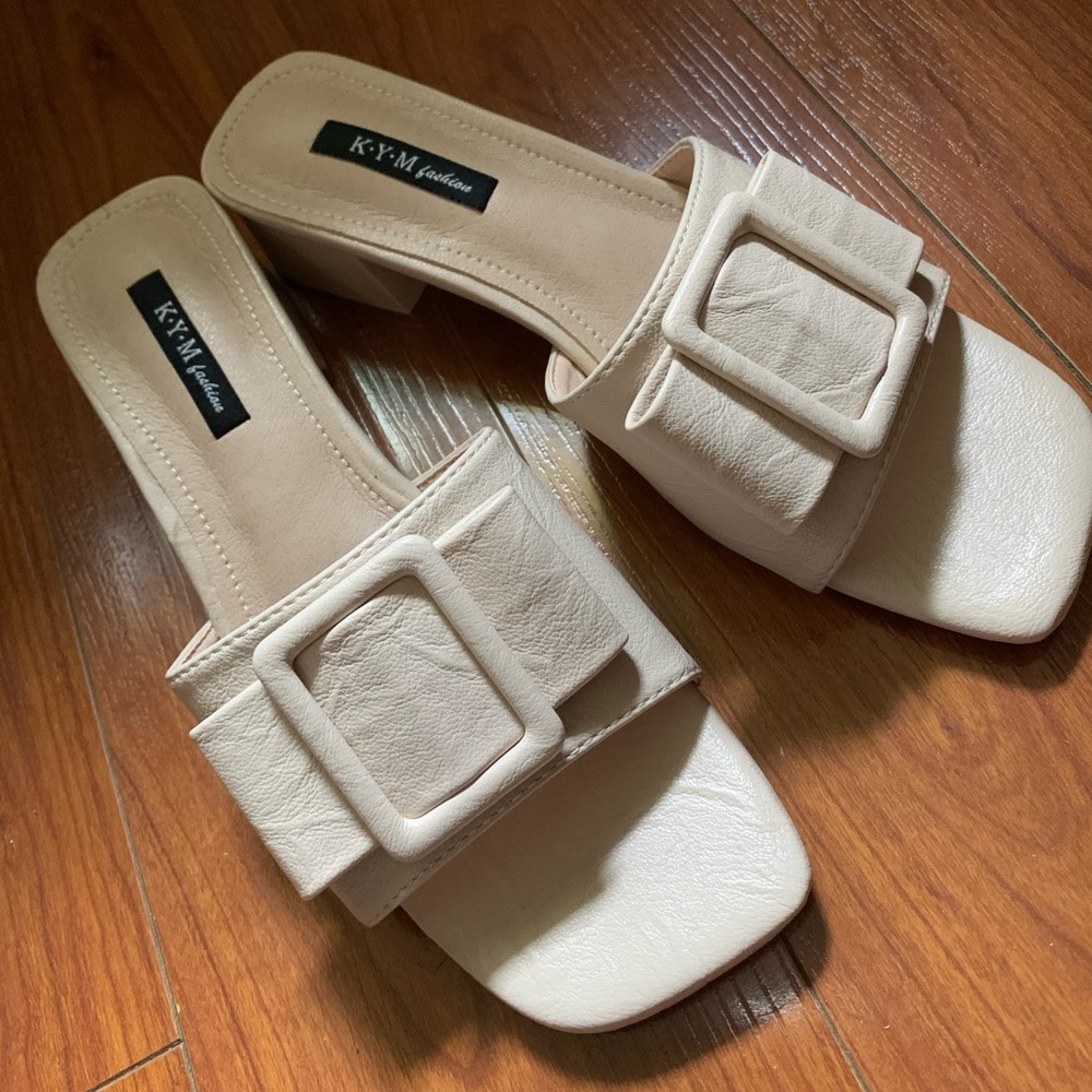 Chunky heel slide slip on Sandals